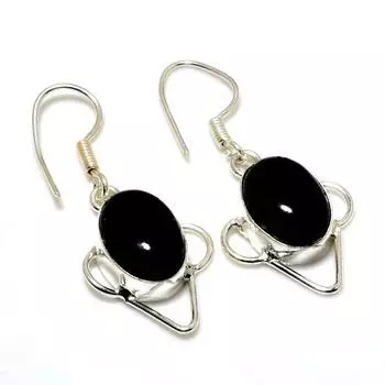 Ювелирные серьги ручной работы с черным ониксом 925 пробы, посеребренные, 1,51 дюйма