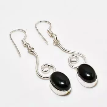 Ювелирные серьги ручной работы с черным обсидианом, посеребренные 925 пробы, 2,27 дюйма