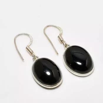 Ювелирные серьги ручной работы с черным ониксом, посеребренные 925 пробы, 1,32 дюйма