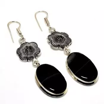 Ювелирные серьги ручной работы с черным тигровым глазом, 925 проба, посеребренные, 2,46 дюйма