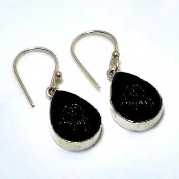 Ювелирные серьги ручной работы с черным ониксом 925 пробы, посеребренные, 1,32 дюйма