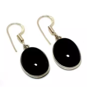 Ювелирные серьги ручной работы с черным ониксом 925 пробы, посеребренные, 1,32 дюйма