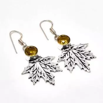 Ювелирные серьги ручной работы с цитрином, посеребренные 925 пробы, 1,89 дюйма