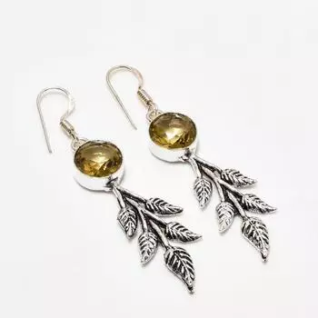 Ювелирные серьги ручной работы с цитрином, посеребренные 925 пробы, 2,27 дюйма