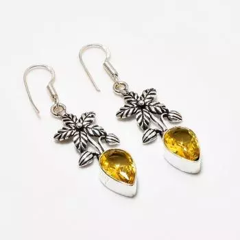 Ювелирные серьги ручной работы с цитрином, посеребренные 925 пробы, 1,89 дюйма