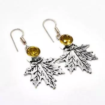 Ювелирные серьги ручной работы с цитрином, посеребренные 925 пробы, 1,89 дюйма