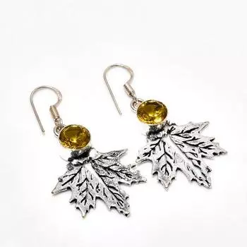 Ювелирные серьги ручной работы с цитрином, посеребренные 925 пробы, 1,89 дюйма
