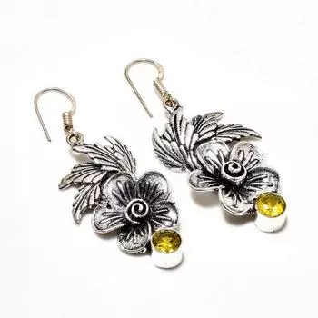 Ювелирные серьги ручной работы с цитрином, посеребренные 925 пробы, 2,08 дюйма