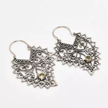 Ювелирные серьги ручной работы с цитрином, посеребренные 925 пробы, 2,00 дюйма