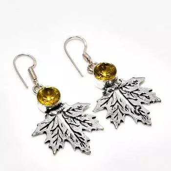Ювелирные серьги ручной работы с цитрином, посеребренные 925 пробы, 1,70 дюйма