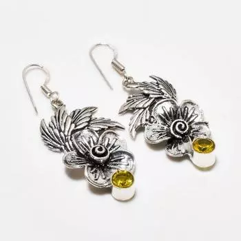 Ювелирные серьги ручной работы с цитрином, посеребренные 925 пробы, 2,08 дюйма
