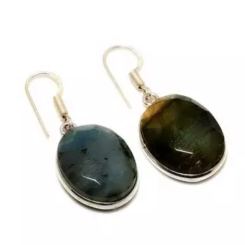 Ювелирные серьги ручной работы с драгоценным камнем Лабрадорит 925 пробы, посеребренные, 1,51 дюйма