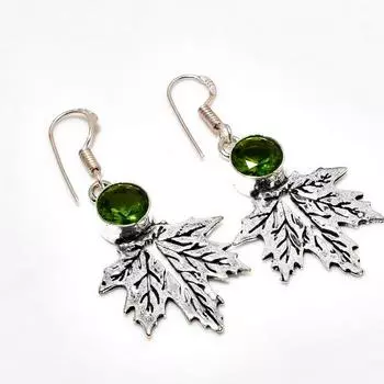 Ювелирные серьги ручной работы с драгоценным камнем перидот 925 пробы, покрытые серебром, 1,89 дюйма