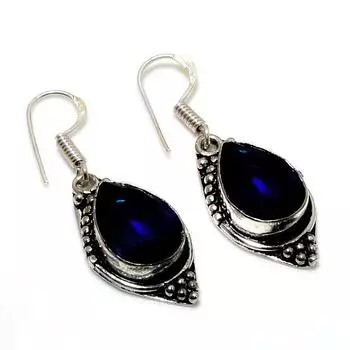 Ювелирные серьги ручной работы с драгоценным камнем Londonblue Топаз 925 пробы, посеребренные, 1,51 дюйма