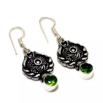 Ювелирные серьги ручной работы с драгоценным камнем Перидот 925 пробы, посеребренные, 1,70 дюйма