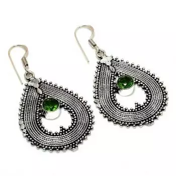 Ювелирные серьги ручной работы с драгоценным камнем Перидот 925 пробы, посеребренные, 2,08 дюйма