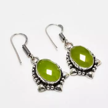 Ювелирные серьги ручной работы с драгоценным камнем перидот 925 пробы, покрытые серебром, 1,51 дюйма