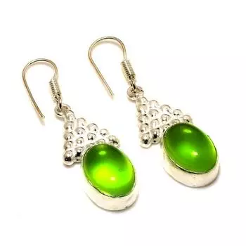 Ювелирные серьги ручной работы с драгоценным камнем Перидот 925 пробы, посеребренные, 1,70 дюйма