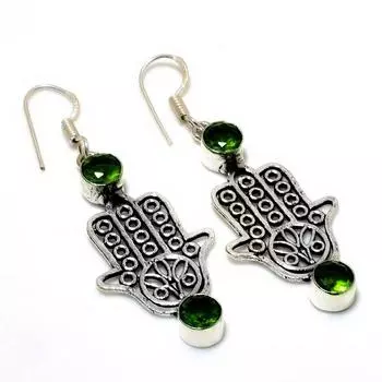 Ювелирные серьги ручной работы с драгоценным камнем Перидот 925 пробы, посеребренные, 2,08 дюйма