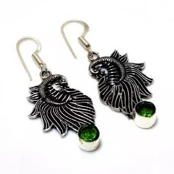 Ювелирные серьги ручной работы с драгоценным камнем Перидот 925 пробы, посеребренные, 1,89 дюйма