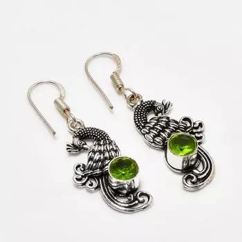Ювелирные серьги ручной работы с драгоценным камнем перидот 925 пробы, покрытые серебром, 1,51 дюйма