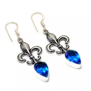 Ювелирные серьги ручной работы с драгоценным камнем Swissblue топаз 925 пробы, посеребренные, 1,89 дюйма