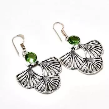 Ювелирные серьги ручной работы с драгоценным камнем перидот 925 пробы, покрытые серебром, 1,89 дюйма