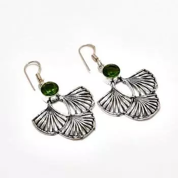 Ювелирные серьги ручной работы с драгоценным камнем перидот 925 пробы, покрытые серебром, 1,89 дюйма
