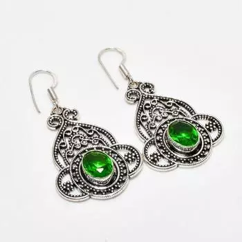 Ювелирные серьги ручной работы с драгоценным камнем перидот 925 пробы, покрытые серебром, 1,89 дюйма