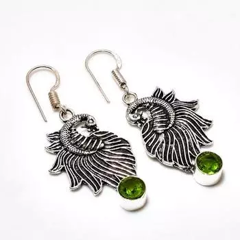 Ювелирные серьги ручной работы с драгоценным камнем перидот 925 пробы, покрытые серебром, 1,89 дюйма
