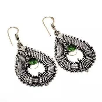 Ювелирные серьги ручной работы с драгоценным камнем Цаворит 925 пробы, посеребренные, 2,08 дюйма