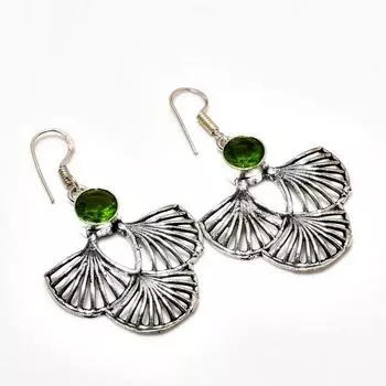 Ювелирные серьги ручной работы с драгоценным камнем перидот 925 пробы, покрытые серебром, 1,89 дюйма