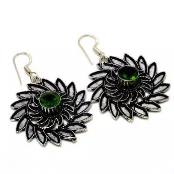 Ювелирные серьги ручной работы с драгоценным камнем Перидот 925 пробы, посеребренные, 1,89 дюйма