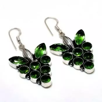 Ювелирные серьги ручной работы с драгоценным камнем Перидот 925 пробы, посеребренные, 1,89 дюйма