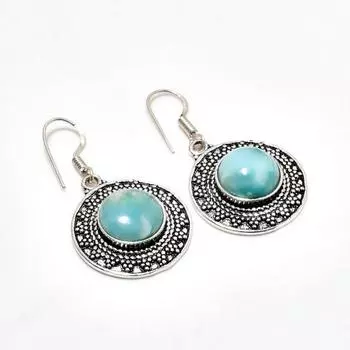 Ювелирные серьги ручной работы с драгоценным камнем Republic Ларимар 925 пробы, покрытые серебром, 1,51 дюйма