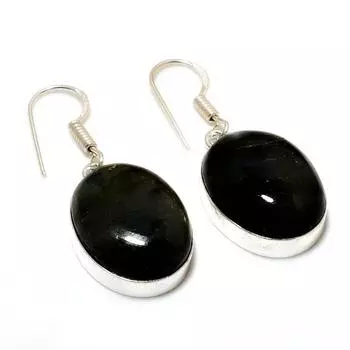 Ювелирные серьги ручной работы с драгоценным камнем Лабрадорит 925 пробы, посеребренные, 1,51 дюйма