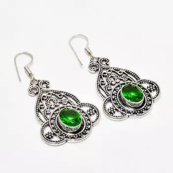 Ювелирные серьги ручной работы с драгоценным камнем перидот 925 пробы, покрытые серебром, 1,89 дюйма