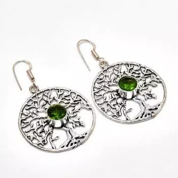 Ювелирные серьги ручной работы с драгоценным камнем перидот 925 пробы, покрытые серебром, 1,89 дюйма
