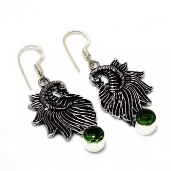 Ювелирные серьги ручной работы с драгоценным камнем Перидот 925 пробы, посеребренные, 1,25 дюйма