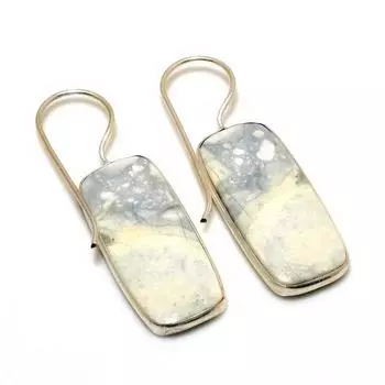 Ювелирные серьги ручной работы с драгоценным камнем Малигано Яшма 925 пробы, посеребренные, 1,89 дюйма