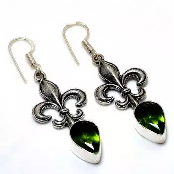 Ювелирные серьги ручной работы с драгоценным камнем Перидот 925 пробы, посеребренные, 1,89 дюйма