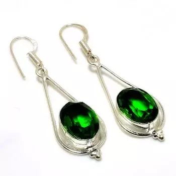 Ювелирные серьги ручной работы с драгоценным камнем Перидот 925 пробы, посеребренные, 1,89 дюйма