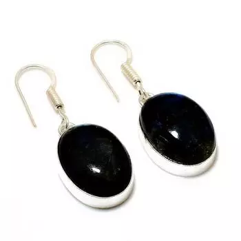 Ювелирные серьги ручной работы с драгоценным камнем Лабрадорит 925 пробы, посеребренные, 1,51 дюйма