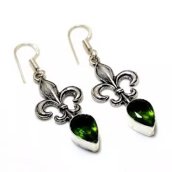 Ювелирные серьги ручной работы с драгоценным камнем Перидот 925 пробы, посеребренные, 1,89 дюйма