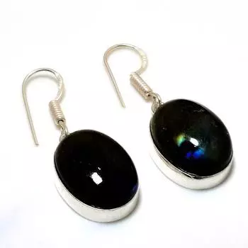 Ювелирные серьги ручной работы с драгоценным камнем Лабрадорит 925 пробы, посеребренные, 1,51 дюйма