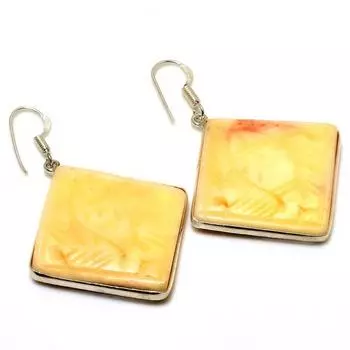 Ювелирные серьги ручной работы с драгоценным камеем 925 пробы, посеребренные, 2,08 дюйма