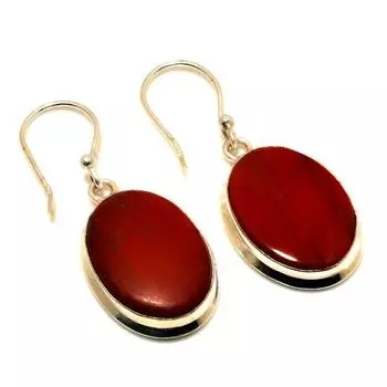 Ювелирные серьги ручной работы с драгоценным камнем Red River Jasper 925 пробы, посеребренные, 1,70 дюйма