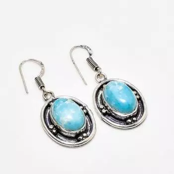 Ювелирные серьги ручной работы с драгоценным камнем Ларимар, посеребренные 925 пробы, 1,51 дюйма