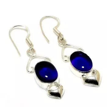 Ювелирные серьги ручной работы с драгоценным камнем Londonblue Топаз 925 пробы, посеребренные, 1,89 дюйма