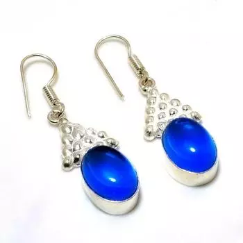 Ювелирные серьги ручной работы с драгоценным камнем Swissblue топаз 925 пробы, посеребренные, 1,70 дюйма